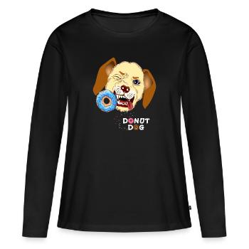 Beignet mords de chien - T-shirt manches longues Premium bio Femme - noir - Devant - Julia (174cm)