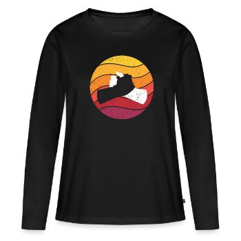Poignée de main noir blanc Style rétro Vintage - T-shirt manches longues Premium bio Femme - noir - Devant - Julia (174cm)
