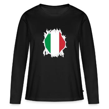 Drapeau Italie Drapeau, drapeau Italie - T-shirt manches longues Premium bio Femme - noir - Devant - Julia (174cm)
