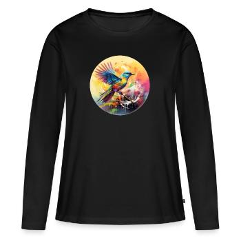 Vogel Singvogel Geschenk für Vogel Fans Natur - Frauen Premium Bio Langarmshirt - Schwarz - Vorne - Julia (174cm)