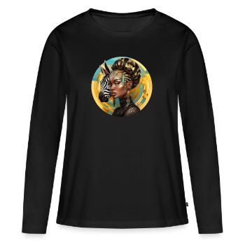 Portrait Frau Afrika Power Geschenk Afrika Fans - Frauen Premium Bio Langarmshirt - Schwarz - Vorne - Julia (174cm)