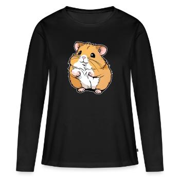 Hamster doré mignon épais - T-shirt manches longues Premium bio Femme - noir - Devant - Julia (174cm)