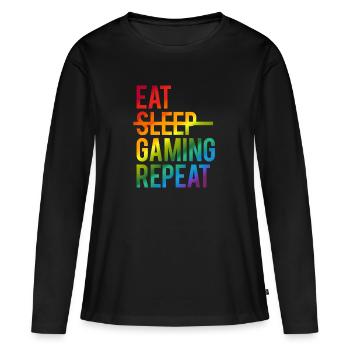 Gaming - T-shirt manches longues Premium bio Femme - noir - Devant - Julia (174cm)