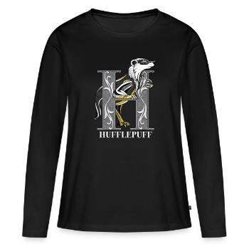Harry Potter Emblème Hufflepuff monochrome - T-shirt manches longues Premium bio Femme - noir - Devant - Julia (174cm)