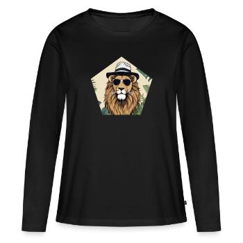 Mister Lion - Frauen Premium Bio Langarmshirt - Schwarz - Vorne - Julia (174cm)