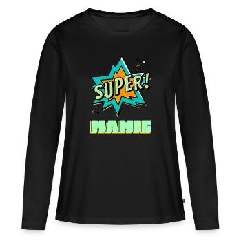 Super mamie. - T-shirt manches longues Premium bio Femme - noir - Devant - Julia (174cm)