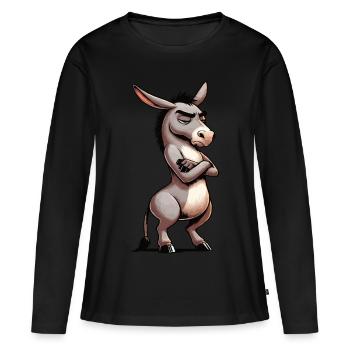 Âne âne âne âne porte-âne Muli âne à longues oreilles Muli - T-shirt manches longues Premium bio Femme - noir - Devant - Julia (174cm)