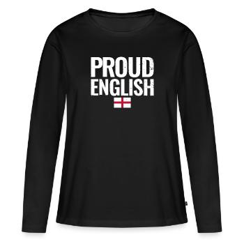 Fier Anglais Angleterre Drapeau Anglais Anglais - T-shirt manches longues Premium bio Femme - noir - Devant - Julia (174cm)