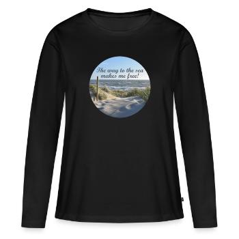 The way to the sea makes me free! - Frauen Premium Bio Langarmshirt - Schwarz - Vorne - Julia (174cm)