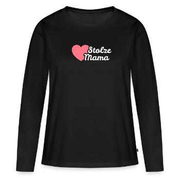 Fière Maman Rose Blanc - T-shirt manches longues Premium bio Femme - noir - Devant - Julia (174cm)