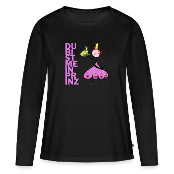 Du bist mein Prinz - Frauen Premium Bio Langarmshirt - Schwarz - Vorne - Julia (174cm)