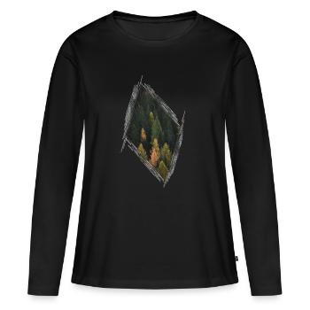Wald - Frauen Premium Bio Langarmshirt - Schwarz - Vorne - Julia (174cm)