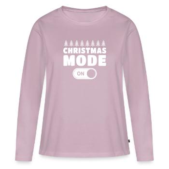 Mode Noël activé - T-shirt manches longues Premium bio Femme - rose poudré - Devant - Julia (174cm)
