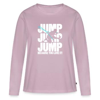 saut - T-shirt manches longues Premium bio Femme - rose poudré - Devant - Julia (174cm)