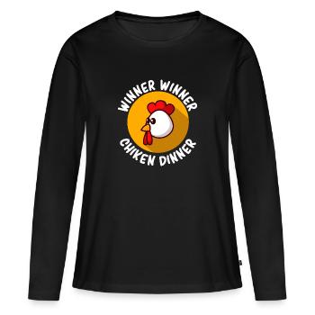 Winner Winner - Chicken Dinner - Frauen Premium Bio Langarmshirt - Schwarz - Vorne - Julia (174cm)