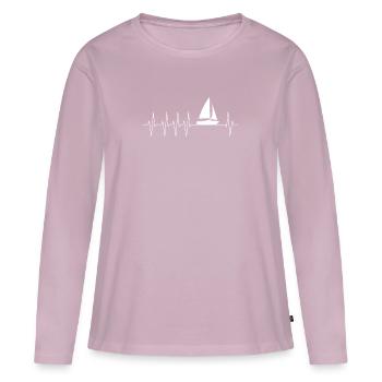 Skipper captain heartbeat ECG sailing sailor - Women's Premium Organic Long Sleeve Shirt - dusky pink - Front - Julia (174cm)