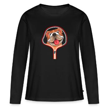 BULLDOG ANGLAIS chien ZIP cadeau pour chiens - T-shirt manches longues Premium bio Femme - noir - Devant - Julia (174cm)