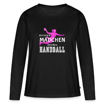 De vraies filles jouent au handball - T-shirt manches longues Premium bio Femme - noir - Devant - Julia (174cm)