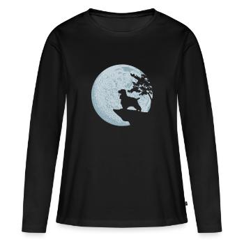 Cocker Spaniel chien de pleine lune amour nature cadeau - T-shirt manches longues Premium bio Femme - noir - Devant - Julia (174cm)