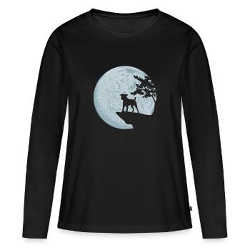 Cadeau d'amour de chien de pleine lune Jack Russell Terrier - T-shirt manches longues Premium bio Femme - noir - Devant - Julia (174cm)