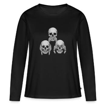 Ne rien voir, rien entendre, rien dire - T-shirt manches longues Premium bio Femme - noir - Devant - Julia (174cm)