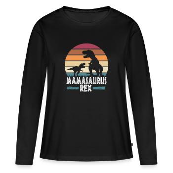 Mamasaurus MomT-rex Dinosaurier - Frauen Premium Bio Langarmshirt - Schwarz - Vorne - Julia (174cm)