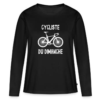 Cycliste du dimanche - T-shirt manches longues Premium bio Femme - noir - Devant - Julia (174cm)