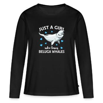 Béluga baleine béluga mignon cadeau - T-shirt manches longues Premium bio Femme - noir - Devant - Julia (174cm)