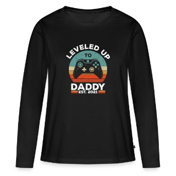 Cadeau de paternité de papa 2021 - T-shirt manches longues Premium bio Femme - noir - Devant - Julia (174cm)