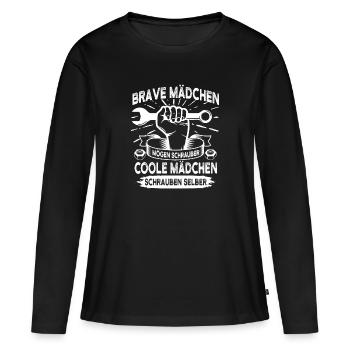 Kfz Mechanikerin Spruch Kfz-Mechatronikerin - Frauen Premium Bio Langarmshirt - Schwarz - Vorne - Julia (174cm)