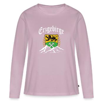 Armoiries d'Erzgebirge Montagnes Erzgebirgler Ossi - T-shirt manches longues Premium bio Femme - rose poudré - Devant - Julia (174cm)