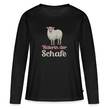 Mouton berger disant cadeau de bergère - T-shirt manches longues Premium bio Femme - noir - Devant - Julia (174cm)