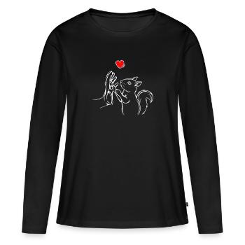 Eichhörnchen Liebe Kinder Damen Geschenk - Frauen Premium Bio Langarmshirt - Schwarz - Vorne - Julia (174cm)