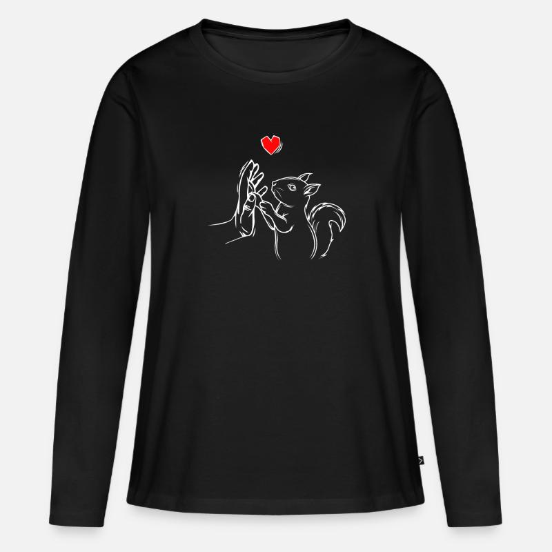 Eichhörnchen Liebe Kinder Damen Geschenk - Frauen Premium Bio Langarmshirt - Schwarz