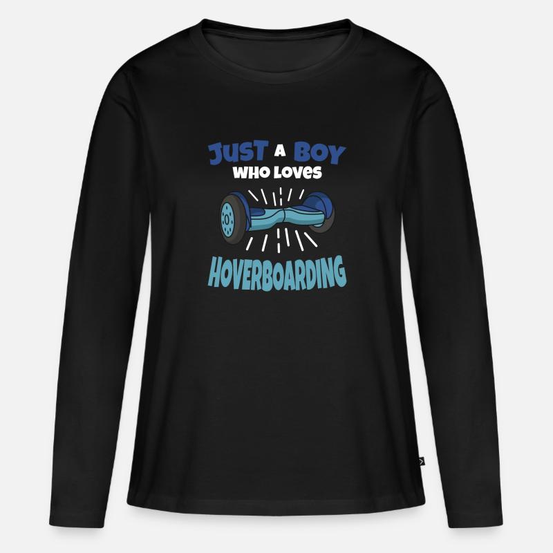 Hoverboard Junge Geschenkidee - Frauen Premium Bio Langarmshirt - Schwarz