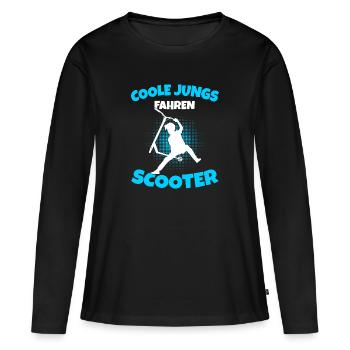 Coole Jungs fahren Scooter Stunt Roller - Frauen Premium Bio Langarmshirt - Schwarz - Vorne - Julia (174cm)