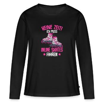 Inline Skates Inline Skating Inline Skater - Frauen Premium Bio Langarmshirt - Schwarz - Vorne - Julia (174cm)