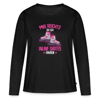 Inline Skates Inline Skating Inline Skater - Frauen Premium Bio Langarmshirt - Schwarz - Vorne - Julia (174cm)