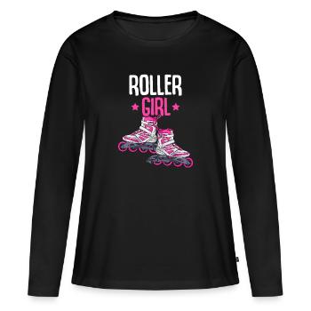 Inline Skates Inline Skating Inline Skater - Frauen Premium Bio Langarmshirt - Schwarz - Vorne - Julia (174cm)