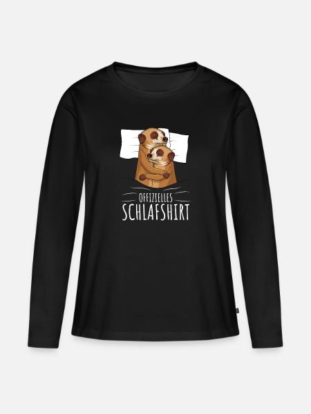 Offizielles Schlafshirt Erdmännchen - Frauen Premium Bio Langarmshirt - Schwarz