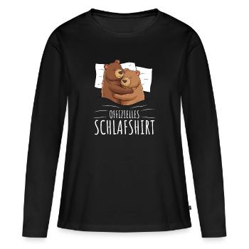 Offizielles Schlafshirt Bär Grizzly Braunbär - Frauen Premium Bio Langarmshirt - Schwarz - Vorne - Julia (174cm)