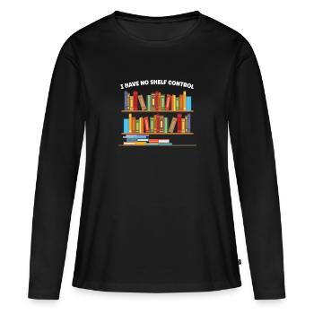 Bibliothèque Bibliothécaire Bibliothèques Cadeau - T-shirt manches longues Premium bio Femme - noir - Devant - Julia (174cm)