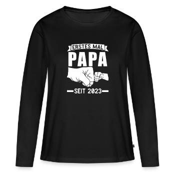 Papa 2023 Werdender Papa Geschenk - Frauen Premium Bio Langarmshirt - Schwarz - Vorne - Julia (174cm)