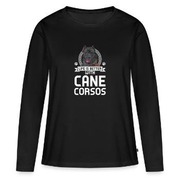 Cane Corso Cane Corso Cadeau - T-shirt manches longues Premium bio Femme - noir - Devant - Julia (174cm)