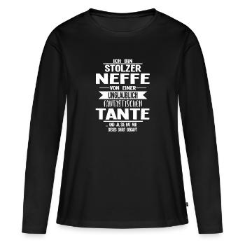 Neffe Tante Neffen Geschenk - Frauen Premium Bio Langarmshirt - Schwarz - Vorne - Julia (174cm)