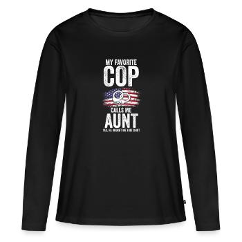 Cop Aunt Nephew Cop Aunt Family Geschenk - Frauen Premium Bio Langarmshirt - Schwarz - Vorne - Julia (174cm)