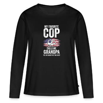 Cop Grandpa Grandson Cop Grandpa Family Geschenk - Frauen Premium Bio Langarmshirt - Schwarz - Vorne - Julia (174cm)