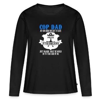 Cop Dad Son Cop Dad Family Geschenk - Frauen Premium Bio Langarmshirt - Schwarz - Vorne - Julia (174cm)