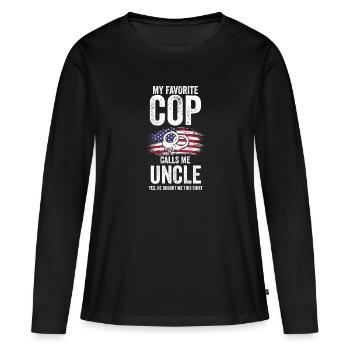 Cop Uncle Nephew Cop Uncle Family Geschenk - Frauen Premium Bio Langarmshirt - Schwarz - Vorne - Julia (174cm)