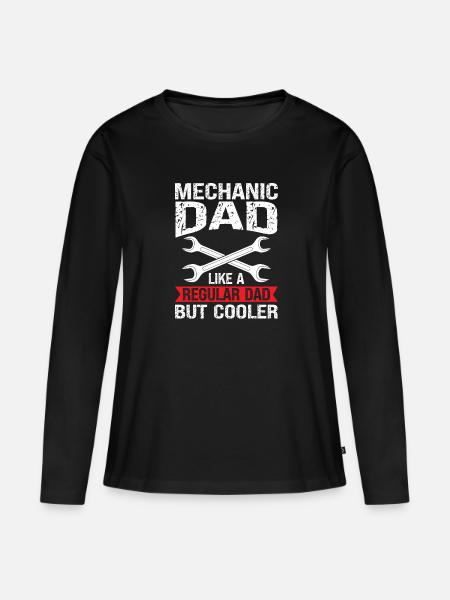 Mechaniker Vater Mechaniker Vater Familie Geschenk - Frauen Premium Bio Langarmshirt - Schwarz